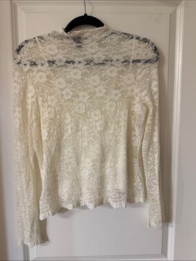 Context Ivory Lace Long-Sleeve Sheer Top